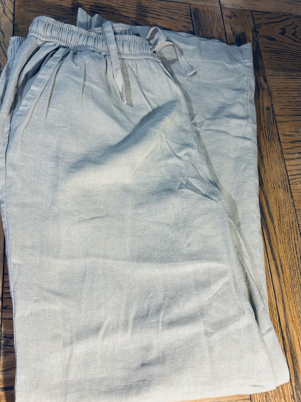 Briggs New York Cream Womens Elastic-Waist Linen Pants
